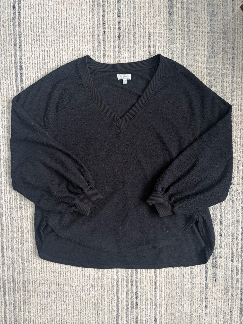 Lucky Brand Black V-Neck Pullover Sweater Size XL